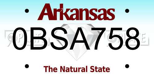 0BSA758 Arkansas License Plate