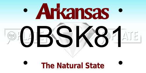 0BSK81 Arkansas License Plate