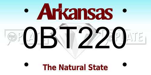 0BT220 Arkansas License Plate