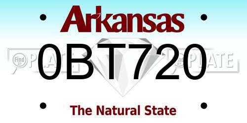 0BT720 Arkansas License Plate