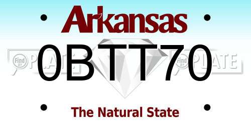 0BTT70 Arkansas License Plate