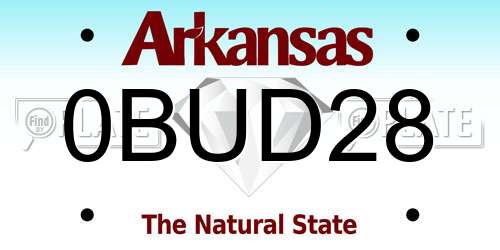 0BUD28 Arkansas License Plate