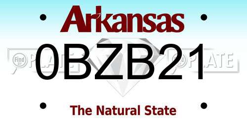 0BZB21 Arkansas License Plate