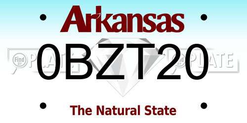0BZT20 Arkansas License Plate