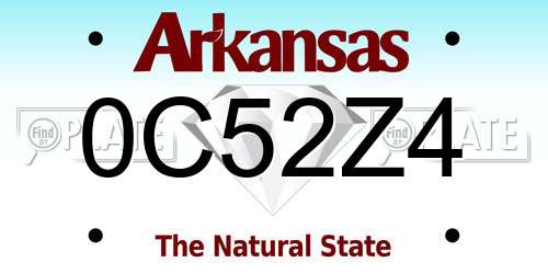 0C52Z4 Arkansas License Plate