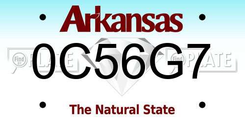 0C56G7 Arkansas License Plate