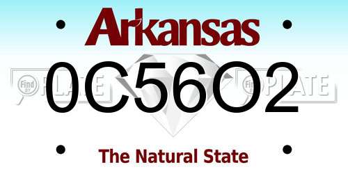 0C56O2 Arkansas License Plate