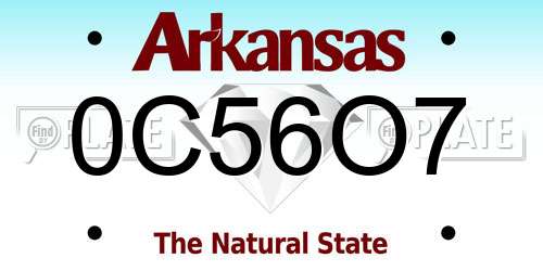 0C56O7 Arkansas License Plate