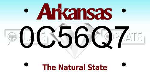 0C56Q7 Arkansas License Plate