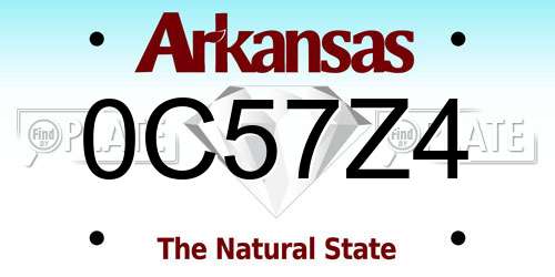 0C57Z4 Arkansas License Plate
