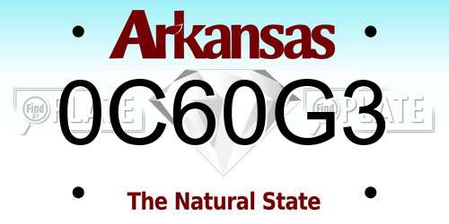 0C60G3 Arkansas License Plate
