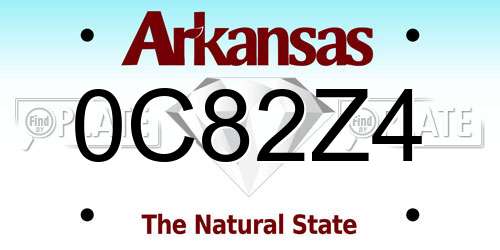 0C82Z4 Arkansas License Plate