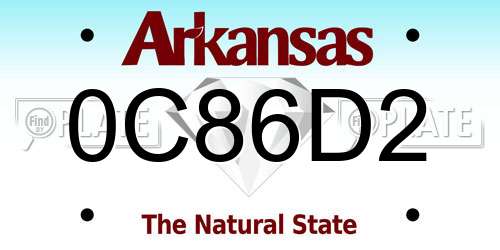 0C86D2 Arkansas License Plate