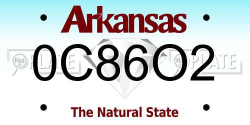 0C86O2 Arkansas License Plate