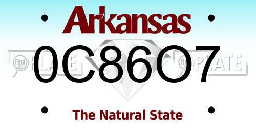 0C86O7 Arkansas License Plate