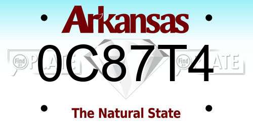 0C87T4 Arkansas License Plate