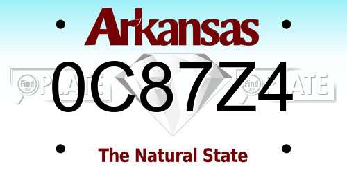 0C87Z4 Arkansas License Plate