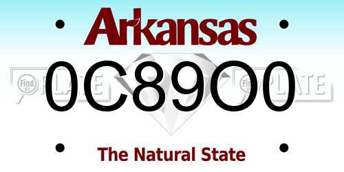 0C89O0 Arkansas License Plate