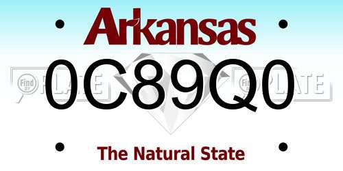 0C89Q0 Arkansas License Plate