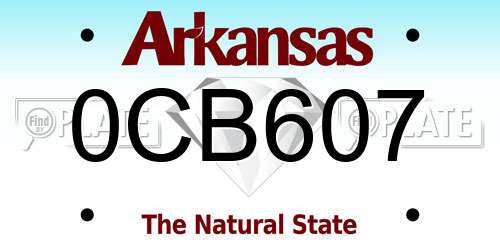 0CB607 Arkansas License Plate