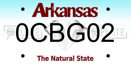 0CBG02 Arkansas License Plate