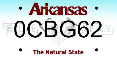 0CBG62 Arkansas License Plate