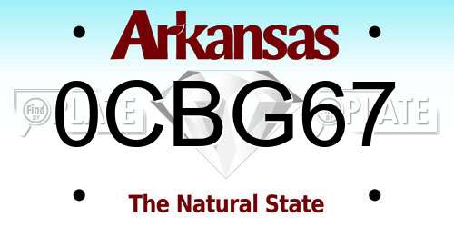0CBG67 Arkansas License Plate