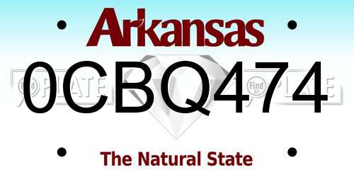 0CBQ474 Arkansas License Plate