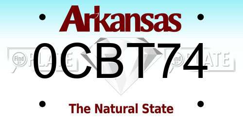 0CBT74 Arkansas License Plate