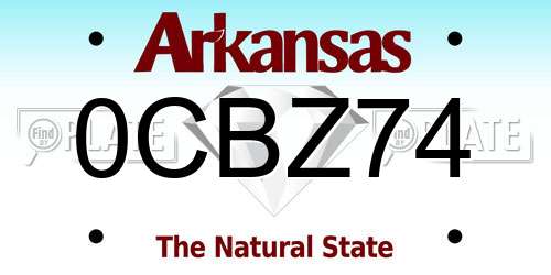 0CBZ74 Arkansas License Plate