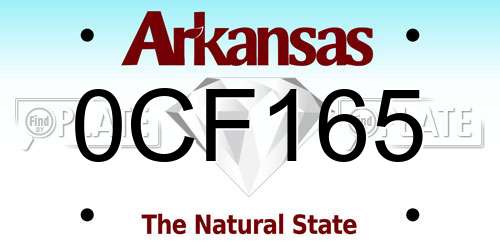 0CF165 Arkansas License Plate