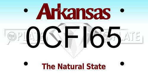 0CFI65 Arkansas License Plate