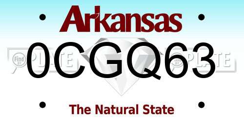 0CGQ63 Arkansas License Plate