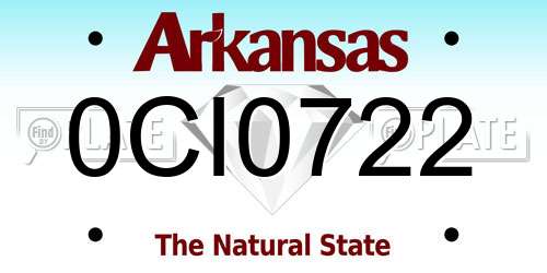 0CI0722 Arkansas License Plate