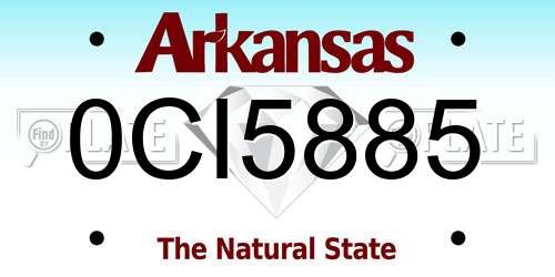 0CI5885 Arkansas License Plate