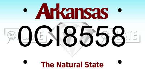 0CI8558 Arkansas License Plate