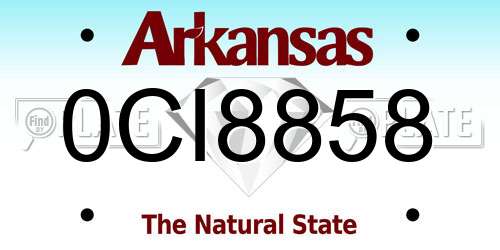 0CI8858 Arkansas License Plate