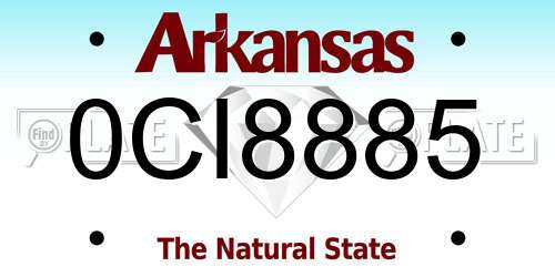 0CI8885 Arkansas License Plate