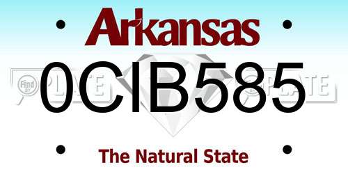 0CIB585 Arkansas License Plate