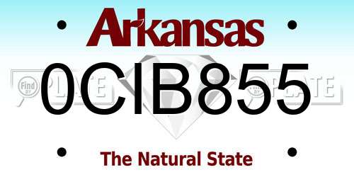 0CIB855 Arkansas License Plate