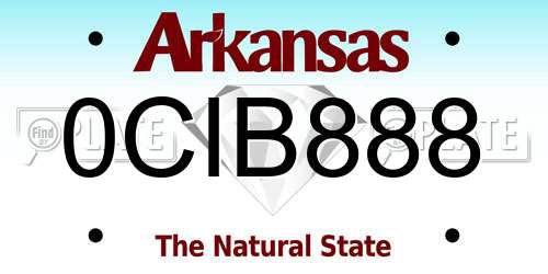 0CIB888 Arkansas License Plate