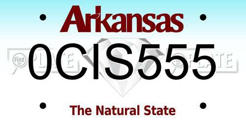 0CIS555 Arkansas License Plate