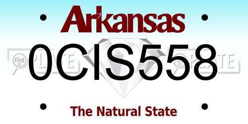 0CIS558 Arkansas License Plate