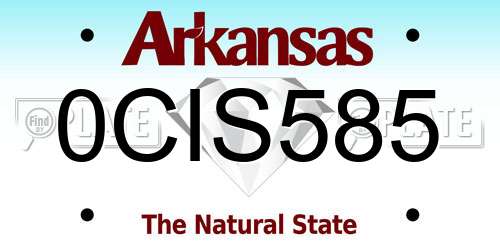 0CIS585 Arkansas License Plate
