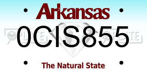 0CIS855 Arkansas License Plate
