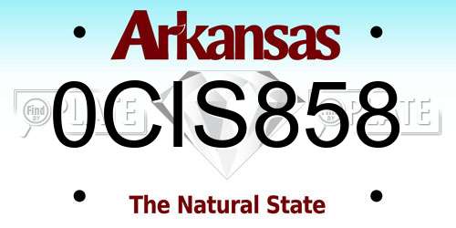 0CIS858 Arkansas License Plate