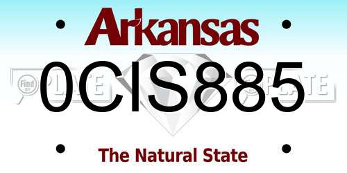 0CIS885 Arkansas License Plate