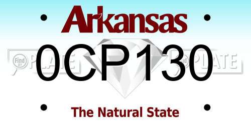 0CP130 Arkansas License Plate