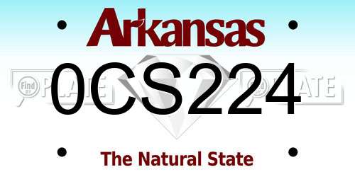 0CS224 Arkansas License Plate