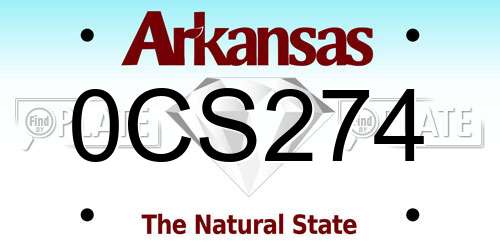 0CS274 Arkansas License Plate